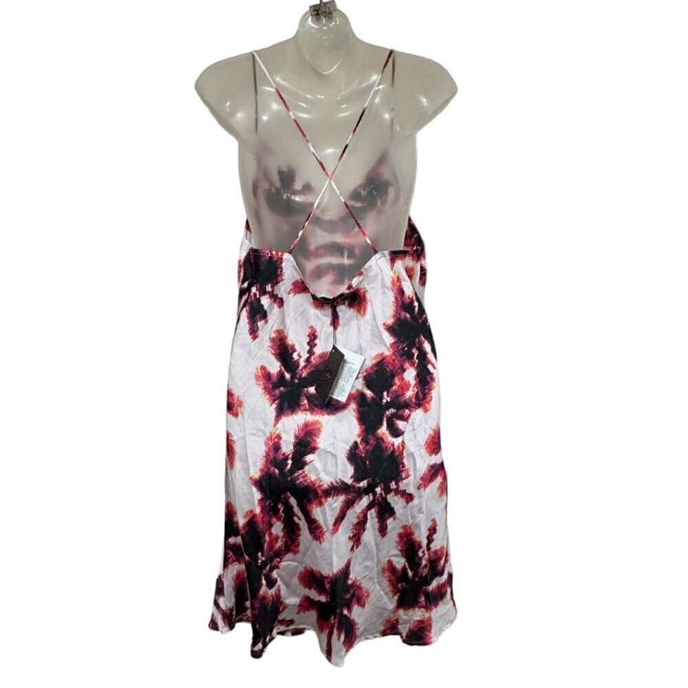 NWT Area Stars Palm Print Mini Slip Dress‎ Size L Women $125 - Picture 7 of 9